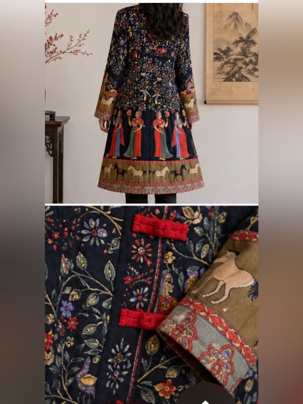 🌸 Asian Inspired quilted Chinese Padded Jacket Size M, China Coat